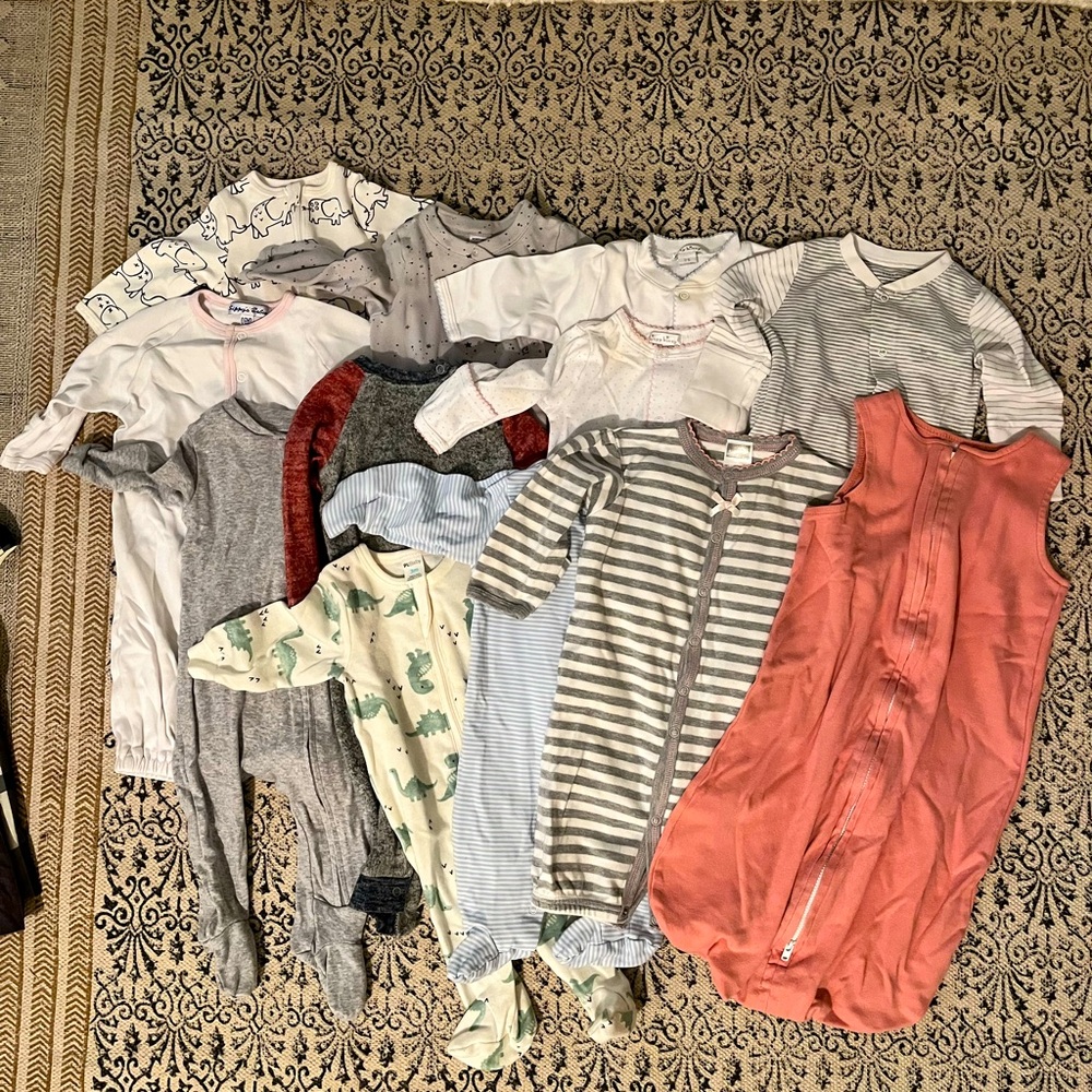 HUGE bundle of baby designer Pajamas size 0-6 months